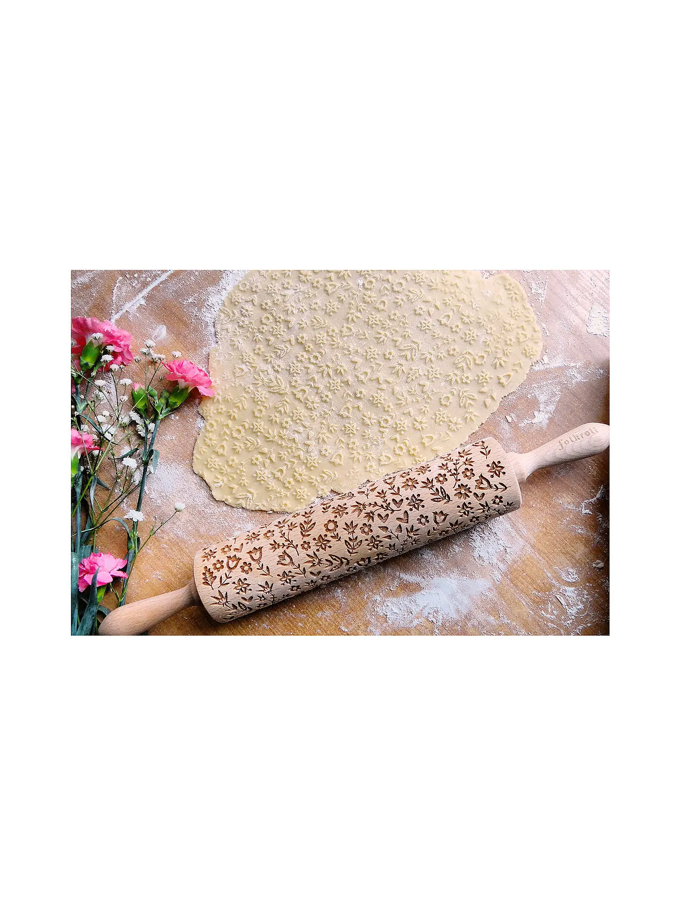 FOLKROLL | Teigrolle groß 43cm Flower Power | 